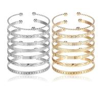 pozuauoa 14Pcs Lightweight Metal Bangles Bracelet Set, Multi Layer Stackable Gold Cuff Bracelet, Adjustable Multi-Layer Gold Bracelet Stack, Minimalist Non-Tarnish Indian Jewellery Set