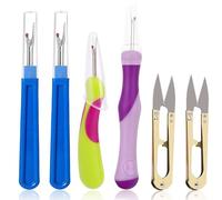 pozuauoa 6PCS Seam Ripper Unpicker Sewing Tool, Seam Rippers for Sewing Accessories 2 Thread Picker Tools and 2 Two-Color Small Stitch Unpicker Tool 2 Thread Cutter Gold for Hemlines Pockets
