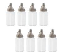 pozuauoa 8 Pcs Transparent Squeeze Bottle with Nozzle, 30ml Mini Sauce Bottles Squeeze Ketchup Honey Condiment Bottle, Mini Bottles for Lunch Salad BBQ Sauce Camping