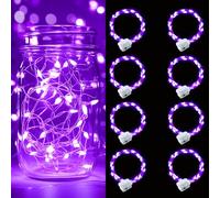 pozzolanas 8 Pack Purple Battery Operated String Lights - 7ft Waterproof Fairy Lights with 20 LEDs for Home, Mason Jar, Party, Wedding, Halloween, Christmas Decorations