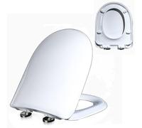PP,02B,Slow Close Toilet Seat, Easy to Install and Clean, Soft Close Toilet Seat with 360° Adjustable Hinge, One-Click Quick Disassembly, Never Loosen, D Shaped, White