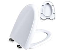 PP,02B,Slow Close Toilet Seat, Easy to Install and Clean, Soft Close Toilet Seat with 360° Adjustable Hinge, One-Click Quick Disassembly, Never Loosen, D Shaped, White