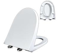 PP,02B,Slow Close Toilet Seat, Easy to Install and Clean, Soft Close Toilet Seat with 360° Adjustable Hinge, One-Click Quick Disassembly, Never Loosen, D Shaped, White