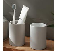 PP 2PCS Reusable Unbreakable Toothbrush Cup 10.5oz/300ml Mouthwash Holder, Easy to Clean, Adequate for Bathroom (Grey)