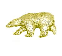pp-a08 Polar Bear GOLD CHROME FINISH English Pewter pin badge with butterfly clasp clip