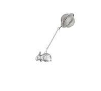 pp-a15 Bunny Rabbit Fine English Pewter on a Tea Leaf Infuser Stainless Sphere Strainer