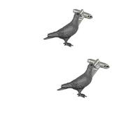 pp-b04 Pigeon BLACK fine English pewter design cufflinks