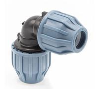 PP Coupling I 90° Angle 16 mm I Clamp Connector with 2 Connections I Compression Fitting I Adhesive Flex Hose Connector I Pool Accessories I Garden Irrigation I Pressure Line I bm_307