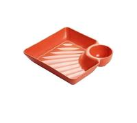 PP Divided Serving Tray with Dip Bowl Stackable Reusable Plate with Sauce Section for Dumplings, Fries, Sushi & Snacks