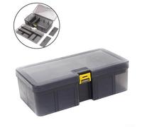 PP Dual-Layer Tool Storage Box Organizer with Multi-Division Compartments, Translucent Gray, 21.5 x 12 x 6.7 cm - for Workshop, Fishing