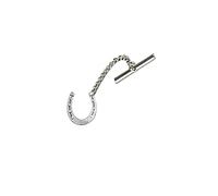 pp-e17 Horseshoe Equestrian English pewter on a tack Tie Pin & chain lapel gfass