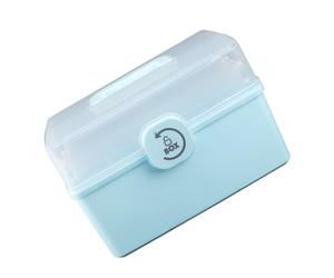 PP Family Medicine Storage Box Multi Layer Large Capacity Blue