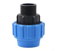 PP Fitting Screw Joint PE Pipe Connector for Garden Drip Irrigation System, 20mm 25mm 32mm with 1/2 3/4 1 Inch Male Adaptor, Blue/Black (25mm x 1inch)