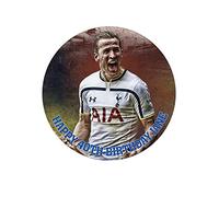 PP - Harry Kane Tottenham Colours Personalised Name Age Happy Birthday 8 inch Round Easy-Peel PRE-Cut Edible Icing Cake Topper Decoration