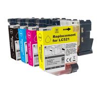 PP Ink Cartridge LC-521 For Printer, Compatible with Brother DCP-J1260W DCP-J1310DW DCP-J1313DW DCP-J1360DW DCP-J1460DW Printers Black,Cyan,Magenta,Yellow (4-Pack)