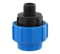 PP Male Adaptor Fitting for PE Pipe Irrigation System, 16 Bar Pressure Garden Watering Connector with Screw Joint for Agriculture and Green Space, Blue or Black(32mm x 1/2inch)