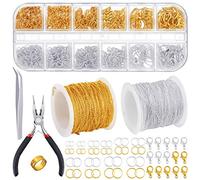 PP OPOUNT 65 Feet Jewelry Chains Necklace Chains 2 mm Jewelry Making Chains with 960 Pieces Jump Rings 40 Pieces Lobster Clasps Jewelry Making Tools for Jewelry Making(Gold, Silver, 65 Feet)