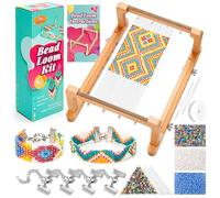 PP OPOUNT Adjustable Bead Loom Kit, Wood Loom Beading Supplies with Detailed Instructions, Practical Jewelry Making Accessories, Beading Loom Kits for Adults Jewelry Making Bracelets Belts