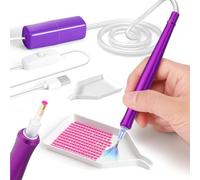 PP OPOUNT Electric Diamond Paint Pen - Vacuum Diamond Art Pen, Wax-Free Tool with 2 Storage Trays, Diamond Painting Tools and Accessories, Need Plug-In Use (Purple)