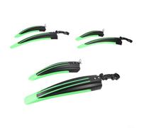 PP Plastic Bicycle Mudguards 3-Pack Front and Rear(Green Black) | 3 front 3 rear guards, PP plastic, 400mm length, fits 25.4-31.8mm seatposts, black blue red green grey