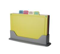 PP Plastic Chopping Board Set, 4 Differents Use Coloured Chopping Boards with Tabs for Fruit & Vegetables, Cooked Food, Fish, Non Slip Cutting Boards with Storage Stand for Kitchen Cooking, BPA Free