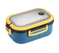 PP plastic lunch box with silicone gasket for leak proof storage, three compartments for organized meals, microwave and dishwasher safe, suitable for office and travel (Blue)
