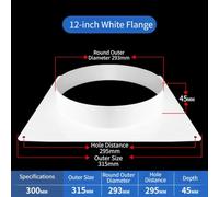 PP Plastic Vent Flange Square to Round 125mm Duct(150mm) | Converts square to round, 150mm fit, smooth airflow, PP plastic, easy install no tools