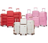 PP Suitcases in Assorted Colours: 12 29 24 28 Inch Suitcase Set/Cream Brown