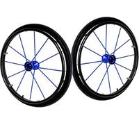 PP-Vic 2-Piece Large Wheelchair Rear Wheels with Handrail Walker Replacement Kit, Pneumatic Tire 24" Wheelchair Universal Wheel, 1/2" Bearing Aluminum Wheel Accessories,Blue