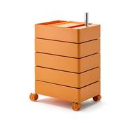 PP-Vic 360° Rotating Storage Side Table, Sofa Side Cabinet, Mobile Studio Coffee Table, Rotating Storage Cabinet with 5 Drawers, Suitable for Storing Tools in Hair Salons, Beauty Salons,Orange