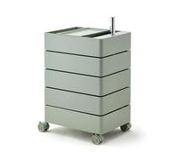 PP-Vic 360° Rotating Storage Side Table, Sofa Side Cabinet, Mobile Studio Coffee Table, Rotating Storage Cabinet with 5 Drawers, Suitable for Storing Tools in Hair Salons, Beauty Salons,Green