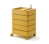 PP-Vic 360° Rotating Storage Side Table, Sofa Side Cabinet, Mobile Studio Coffee Table, Rotating Storage Cabinet with 5 Drawers, Suitable for Storing Tools in Hair Salons, Beauty Salons,Yellow
