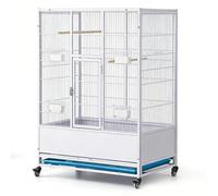 PP-Vic 49-Inch Large Parrot Cage, Deluxe Wrought Iron Flight Aviary, Comfortable Flight Space, Suitable for Budgies, Cockatiels, Finches, And Large Parrots,White