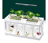 PP-Vic Acrylic Betta Fish Tank, All-In-One Electric Goldfish Bowl, High-Transparency Aquaponics Aquarium, Office Desktop Isolation Betta Fish Tank, with LED Light And Heating Pad
