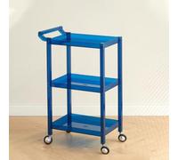 PP-Vic Acrylic Hair Dye Cream Trolley, Three-Tier Mobile Storage Trolley with Handle And 4 Wheels, Transparent Multi-Functional Storage Rack Service Trolley, Suitable for Hair Salons,Blue