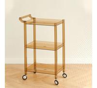 PP-Vic Acrylic Practical Rolling Cart, 3-Tier Acrylic Hair Dye Cream Cart with Handle And 4 Wheels, Transparent Side Table Storage Rack Organizer for Hair Salon, Living Room, Transparent,Brown