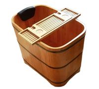 PP-Vic Adult Indoor Handmade Spa Bathtub, Freestanding Small Wooden Tub, Portable Japanese Soaking Tub with Pop-Up Drain for Home Spa And Bathroom Renovation,90CM/35.4IN