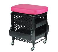 PP-Vic Beauty Foot Spa Cart, Pedicure Cart with Wheels, Footstool And 2-Tier Storage Drawer Tool Cart, Manicure Footstool Suitable for Home SPA Salon Use,Pink