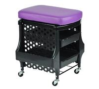 PP-Vic Beauty Foot Spa Cart, Pedicure Cart with Wheels, Footstool And 2-Tier Storage Drawer Tool Cart, Manicure Footstool Suitable for Home SPA Salon Use,Purple