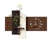 PP-Vic Chinese Retro-Style Sandstone Wall Clock,Decorative Panel Set,Featuring A Wall Art Accent Strip, Vase, And Faux Plants,Ideal for Living Rooms, Offices, Studies, And Home Decor,01 L