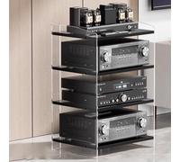 PP-Vic Clear Acrylic AV Media Stand, Audio Tower with Adjustable Shelves, Amplifier Rack Stand for Office/Studio/Home Theater, Stereo Component Cabinet,A 40x52.2x79.4cm