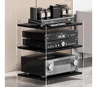 PP-Vic Clear Acrylic AV Media Stand, Audio Tower with Adjustable Shelves, Amplifier Rack Stand for Office/Studio/Home Theater, Stereo Component Cabinet,A 40x52.2x60.6cm