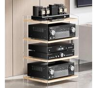 PP-Vic Clear Acrylic AV Media Stand, Audio Tower with Adjustable Shelves, Amplifier Rack Stand for Office/Studio/Home Theater, Stereo Component Cabinet,B 40x52.2x79.4cm