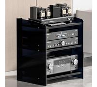 PP-Vic Clear Acrylic AV Media Stand, Audio Tower with Adjustable Shelves, Amplifier Rack Stand for Office/Studio/Home Theater, Stereo Component Cabinet,C 40x52.2x60.6cm
