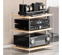 PP-Vic Clear Acrylic AV Media Stand, Audio Tower with Adjustable Shelves, Amplifier Rack Stand for Office/Studio/Home Theater, Stereo Component Cabinet,B 40x52.2x60.6cm