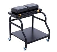 PP-Vic Double Layer Stainless Steel Foot Bath Trolley, Portable Pedicure Trolley for Footstool Manicure Massage Station, Foot Spa Beautician Trolley for Spa Home Use