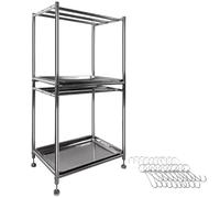 PP-Vic Double-Tier Stainless Steel Food Drying Rack,Large Capacity Countertop Rack for Drying Duck and Sausage,Commercial Kitchen Meat and Food Storage,No Wheels