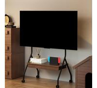 PP-Vic Easel-Style Rolling TV Stand with Drawer, Suitable for 49-75 Inch TV Screens, Maximum Load Capacity 132 Lbs, Portable TV Stand with Wheels, Rolling TV Cart for Business Office,School