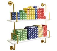 PP-Vic Floating Hair Dye Storage Rack,An Elegant Gold, Open Style Metal Salon Display Stand And Wall-Mounted Storage Shelf for Beauty Salons,2nd 100cm
