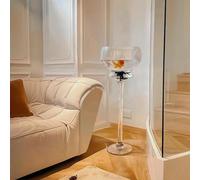 PP-Vic Floor Standing Gold Fish Bowl, Transparent Decor Aquarium, Professional Glass Betta Fish Tank, Complete Living Room Set Up Fish Starter Bowl, Decorative Retro Goblet Shaped Aquarium,L